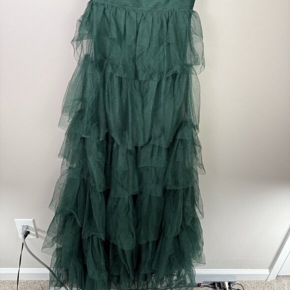Blondie Nites Prom Dress Women's Dark Green Ruffled Juniors A-Line Maxi Sz 7 - Picture 6 of 11